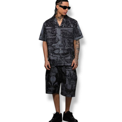 CIVILIZED MAISON BLANCHE SHORT SET (GREY & BLACK)