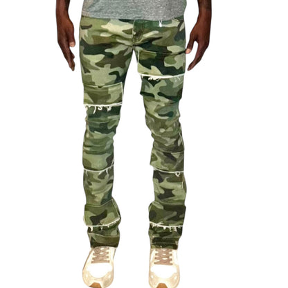 Vicious Stacked Rip and Repair Jeans ‘Army’