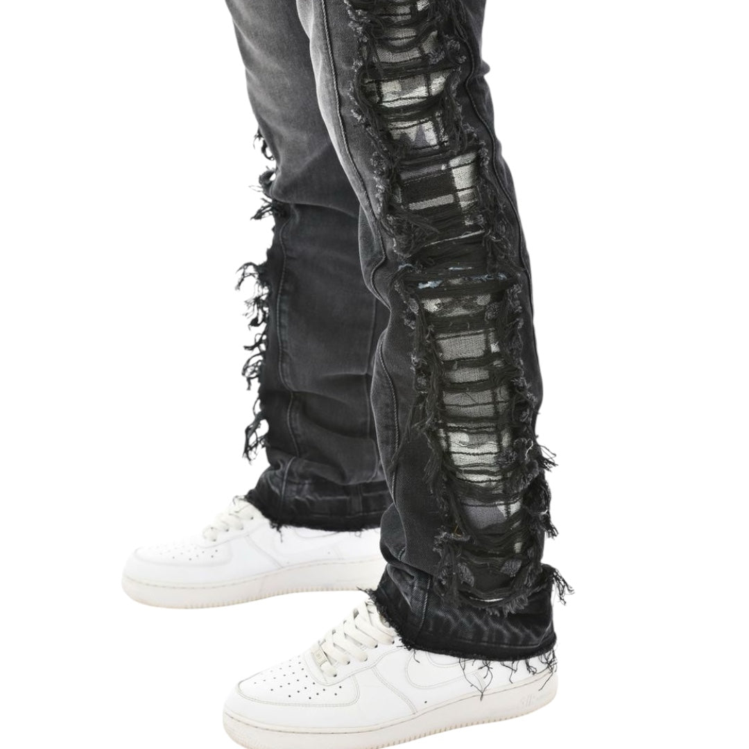 Vicious Stacked Cathedral Rip And Repair Jeans