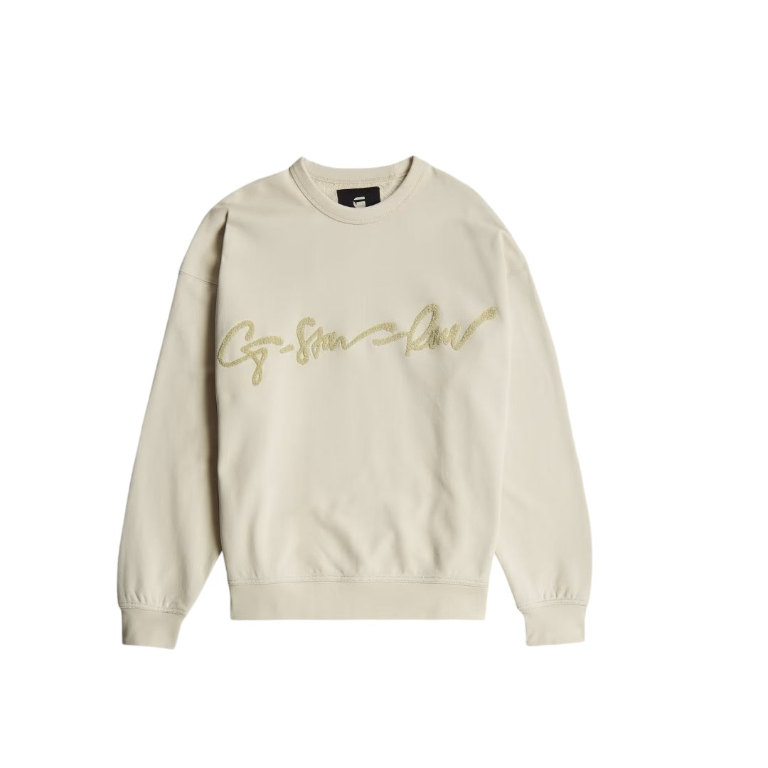 G-STAR CHENILLE G-SCRIPT LOOSE SWEATER TAN