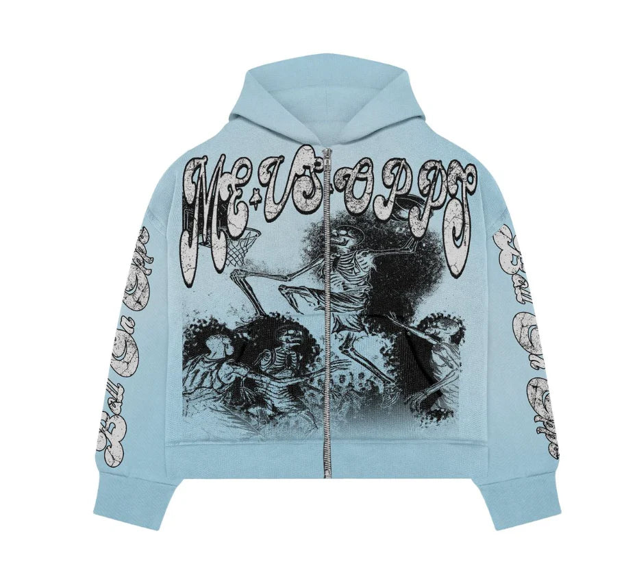Me vs Opps Hooping Skulls Zip-up Hoodie