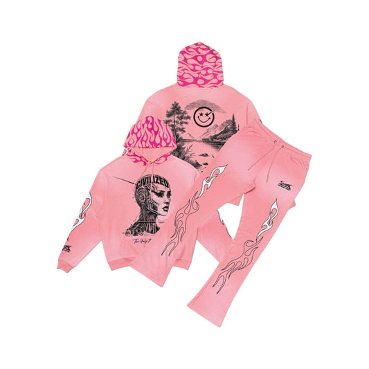 Civilized Stacked Sweatsuit Pink