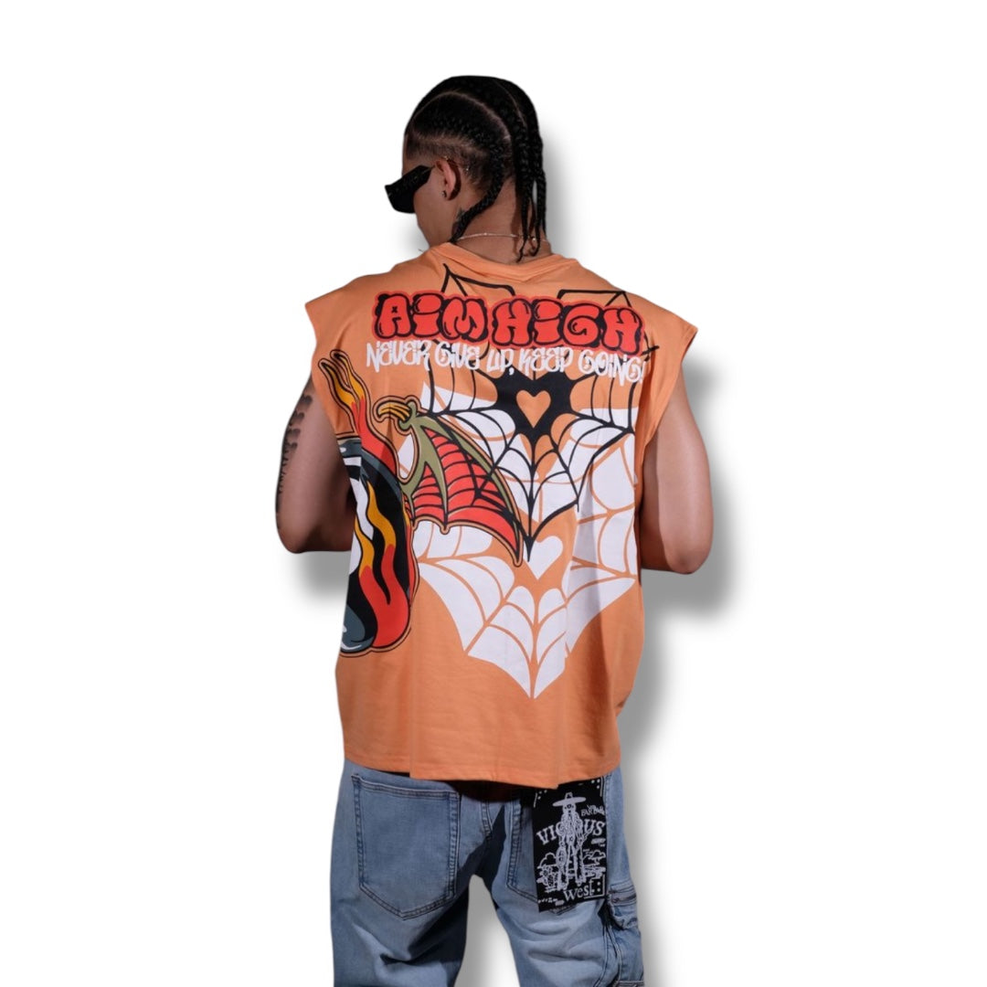 Genuine orange aim high sleeveless shirt