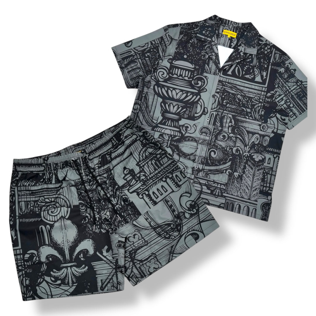 CIVILIZED MAISON BLANCHE SHORT SET (GREY & BLACK)