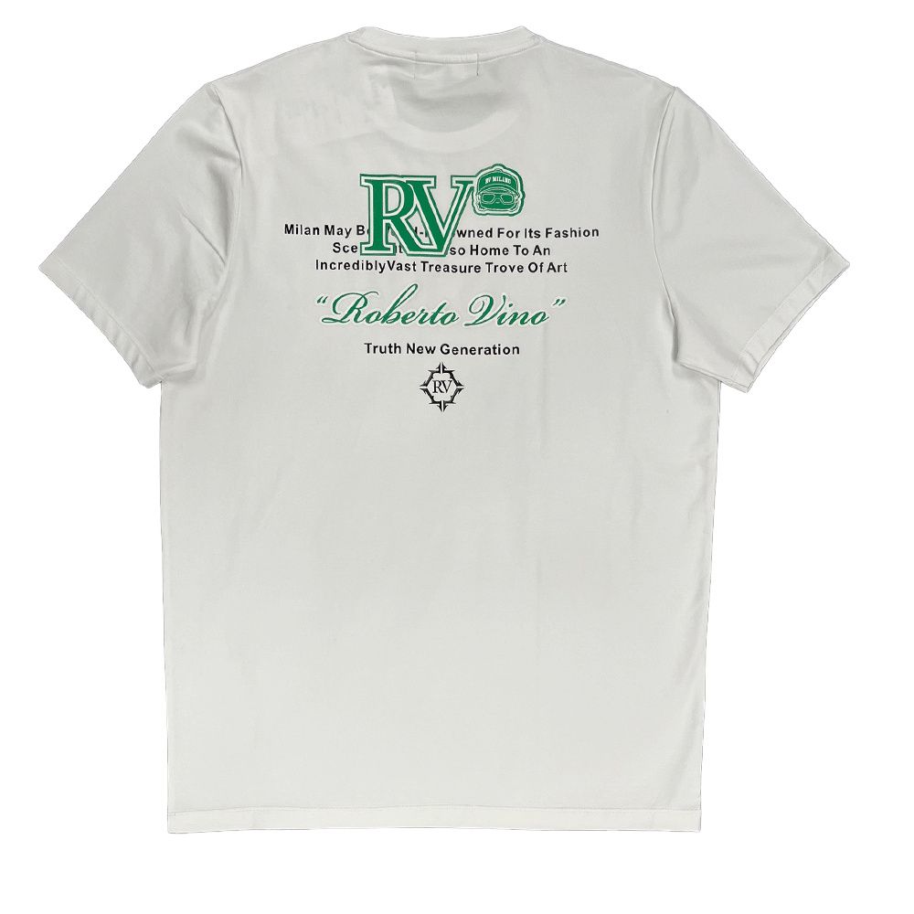 Roberto Vino Milano White and Green Truth Tee