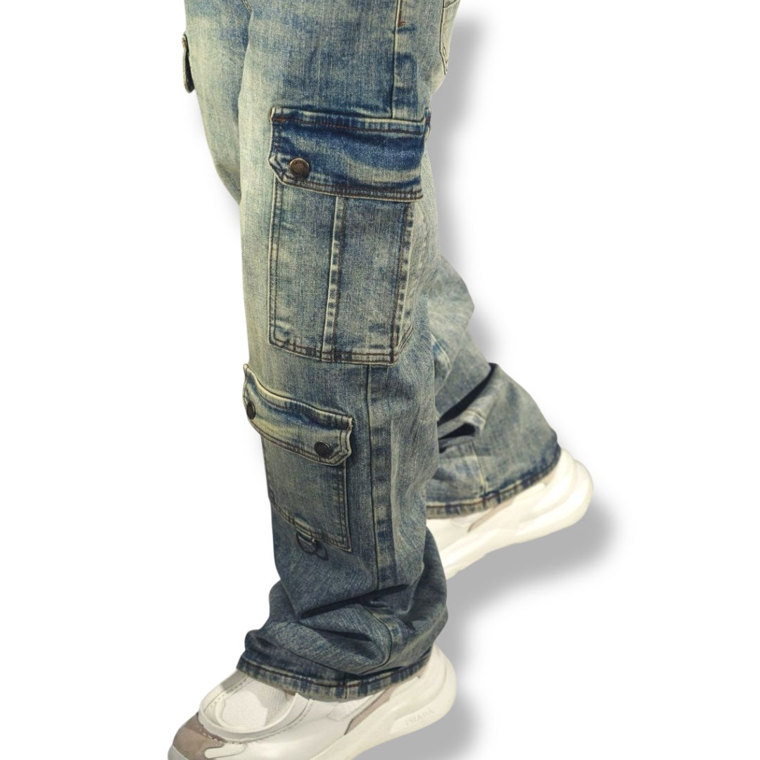 Vicious Denim Baggy Jeans – Dirty Wash With Wax Coat
