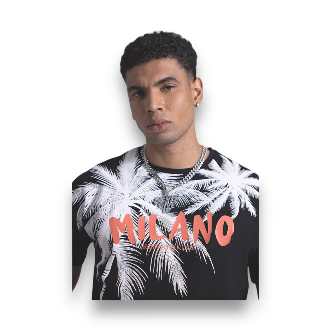 Roberto Vino Milano Palm tree T-shirt Black