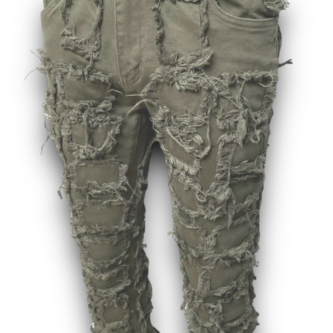 Vicious Army Green Stacked Jeans