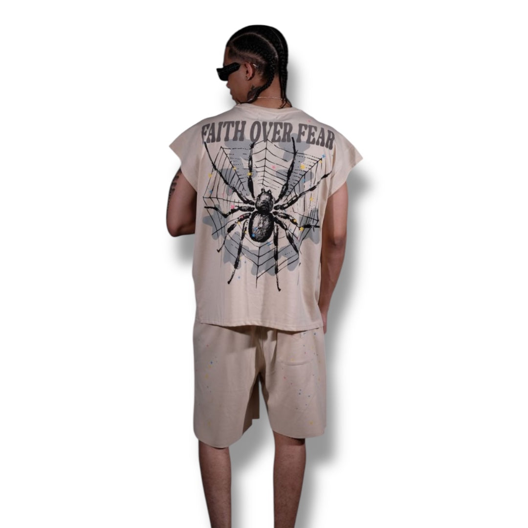 Genuine cream faith & fear sleeveless shirt set