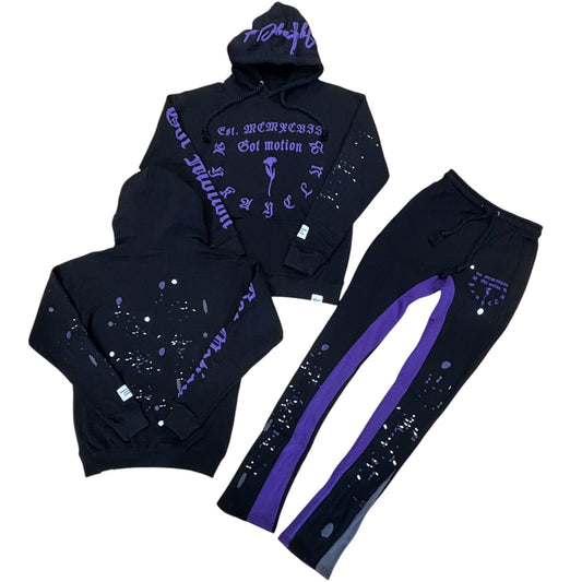 AYKAYCLUB - GOT MOTION STACKED JOGGER-SET BLACK/ PURPLE