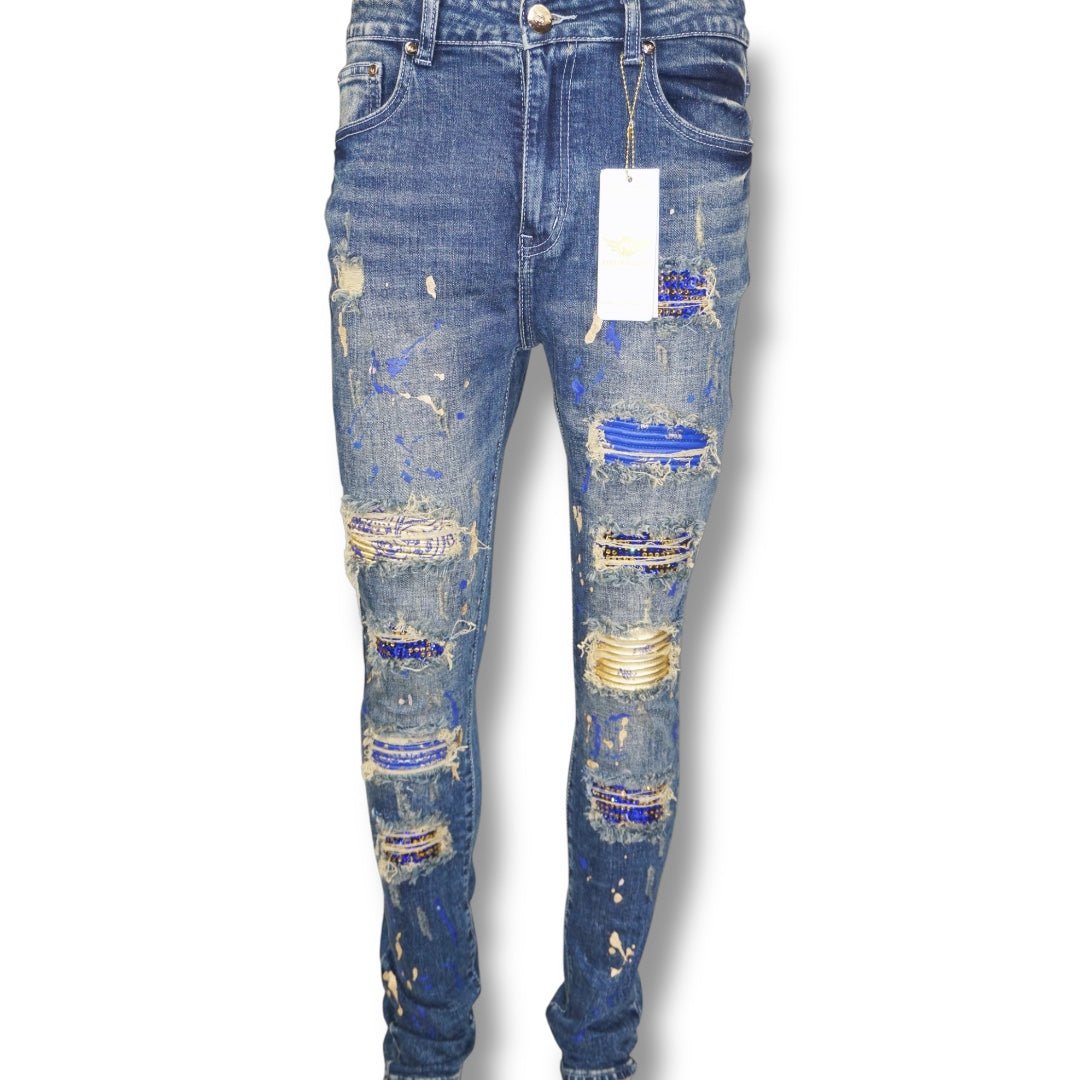 FerrariMassari Bandana Blue Stacked Jeans