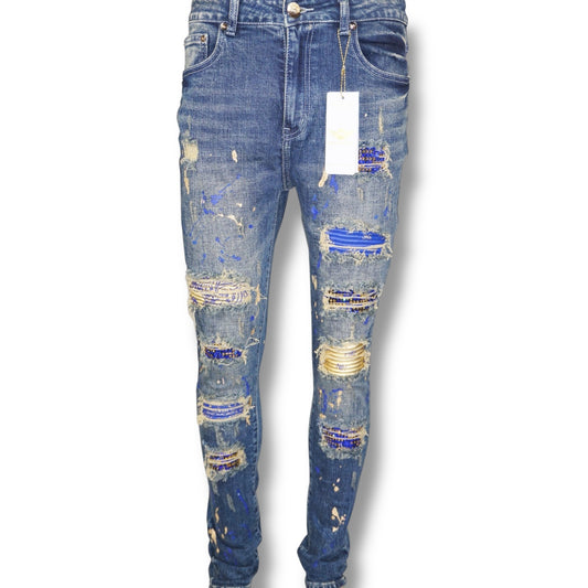 FerrariMassari Bandana Blue Stacked Jeans
