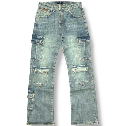Vicious Denim Baggy Jeans – Dirty Wash With Wax Coat