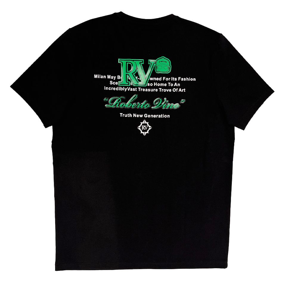 Roberto Vino Milano Black and Green Truth Tee