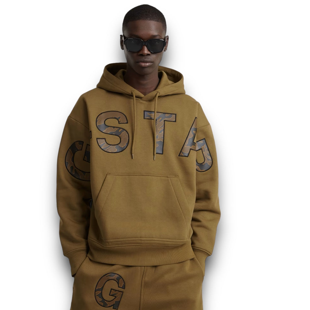 G-Star Embro Print Hoodie Tan