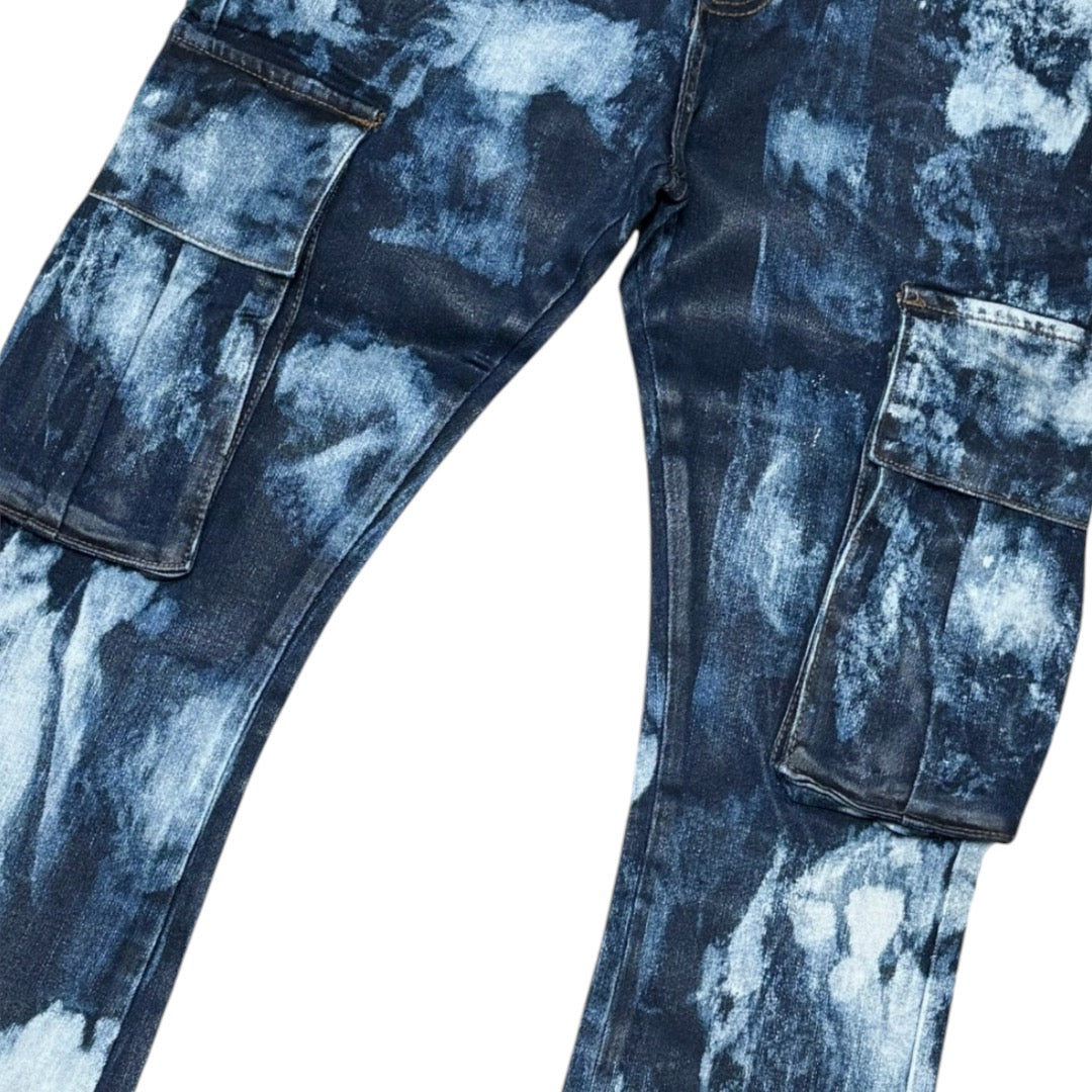 Vicious Washed Cargo Stacked Denim W/Waxed Coating-VC736