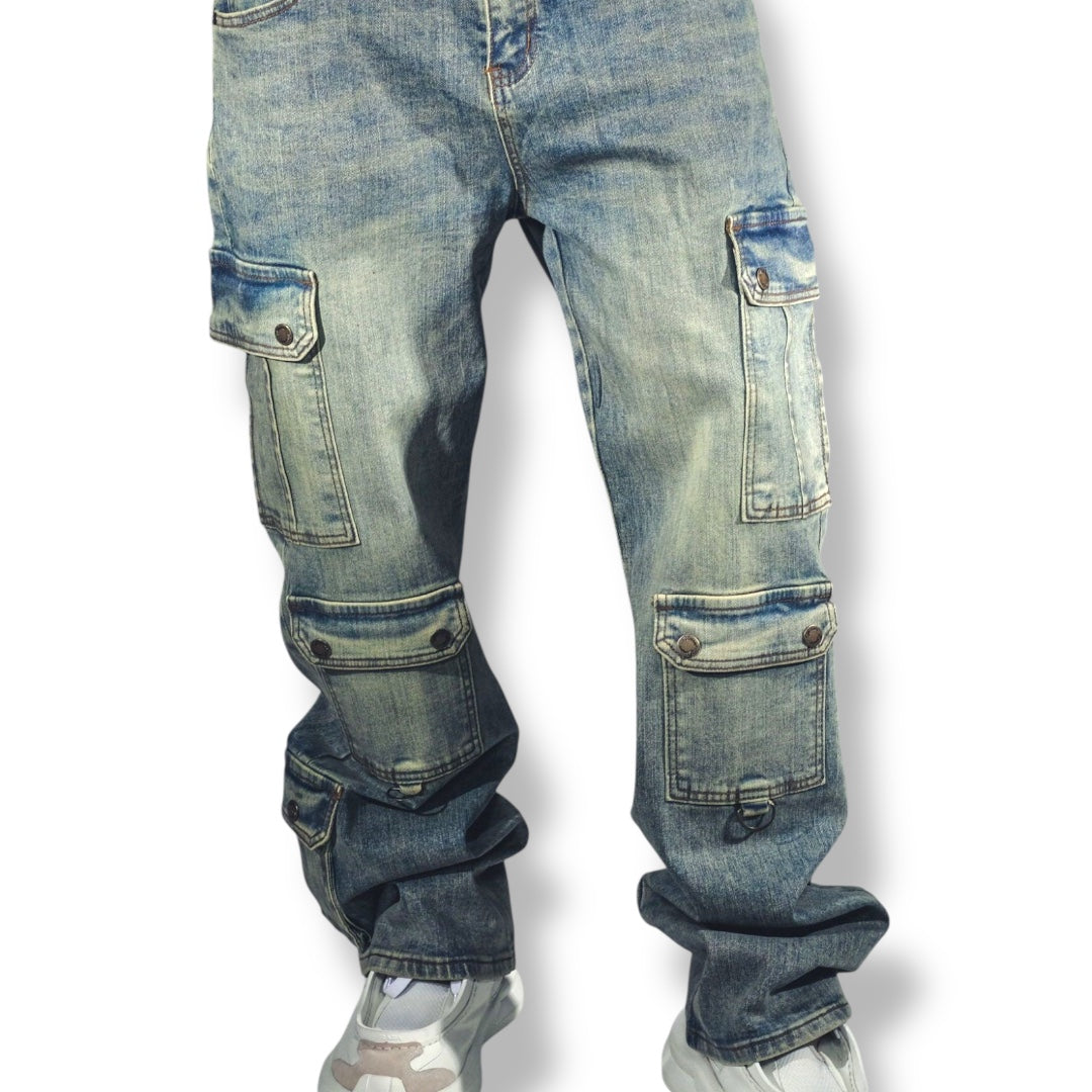 Vicious Denim Baggy Jeans – Dirty Wash With Wax Coat