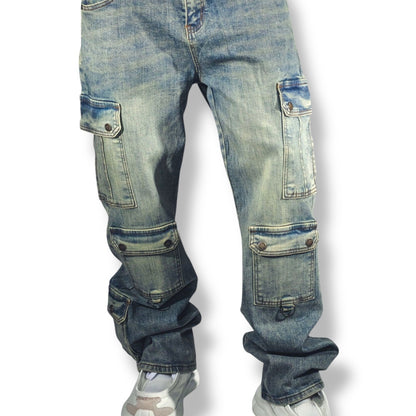Vicious Denim Baggy Jeans – Dirty Wash With Wax Coat
