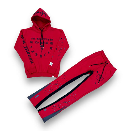 AYKAYCLUB - GOT MOTION STACKED JOGGER-SET RED