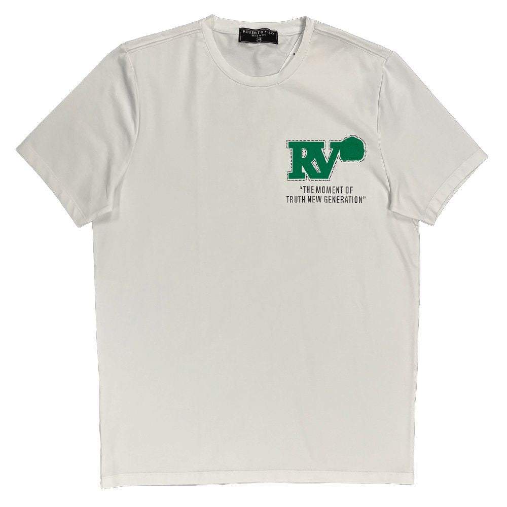 Roberto Vino Milano White and Green Truth Tee