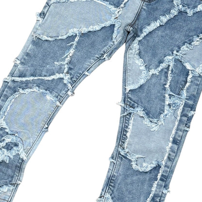 Vicious Stacked Camo Blue Jeans-VC627