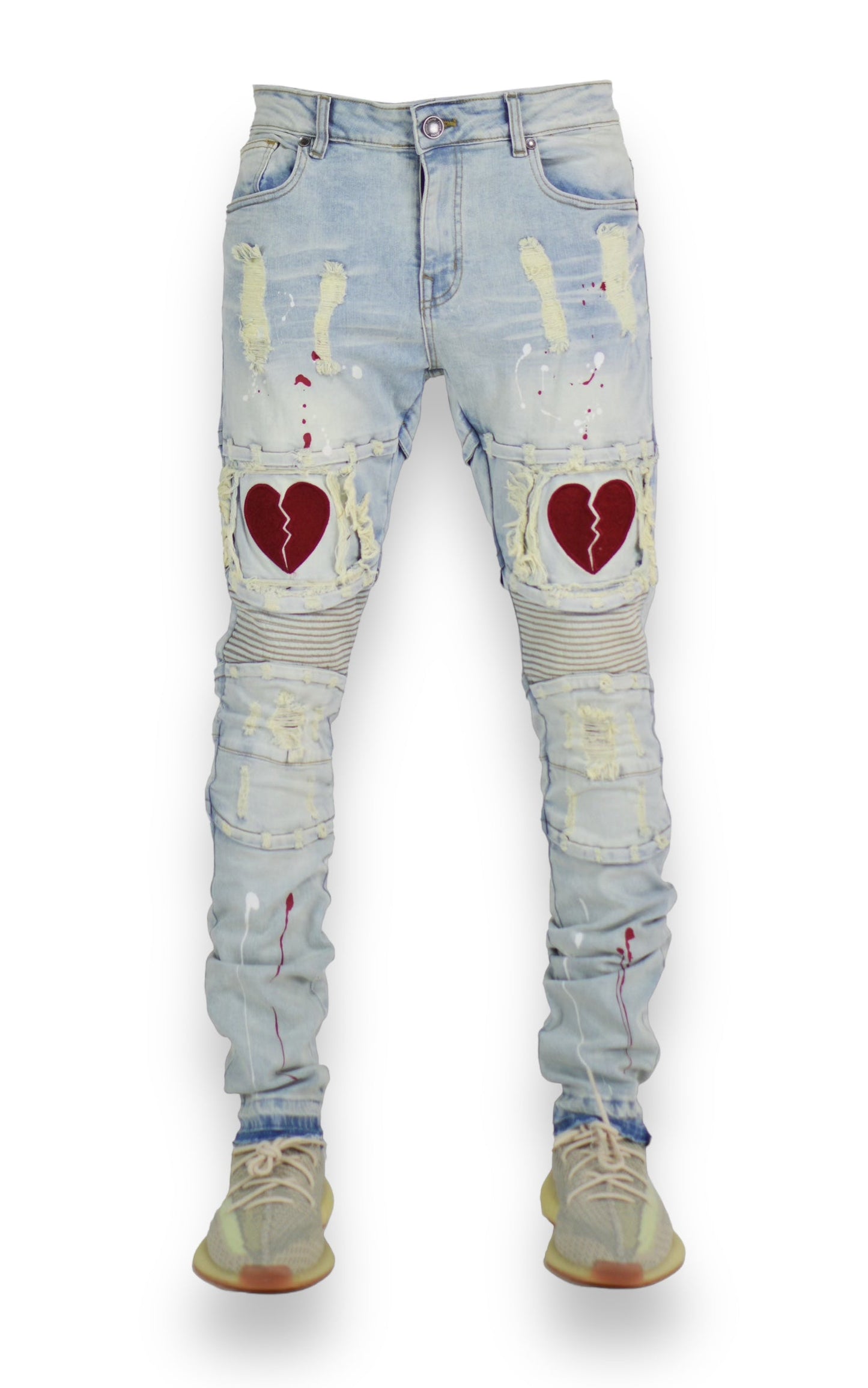 Focus Denim Light Wash Burgundy heart