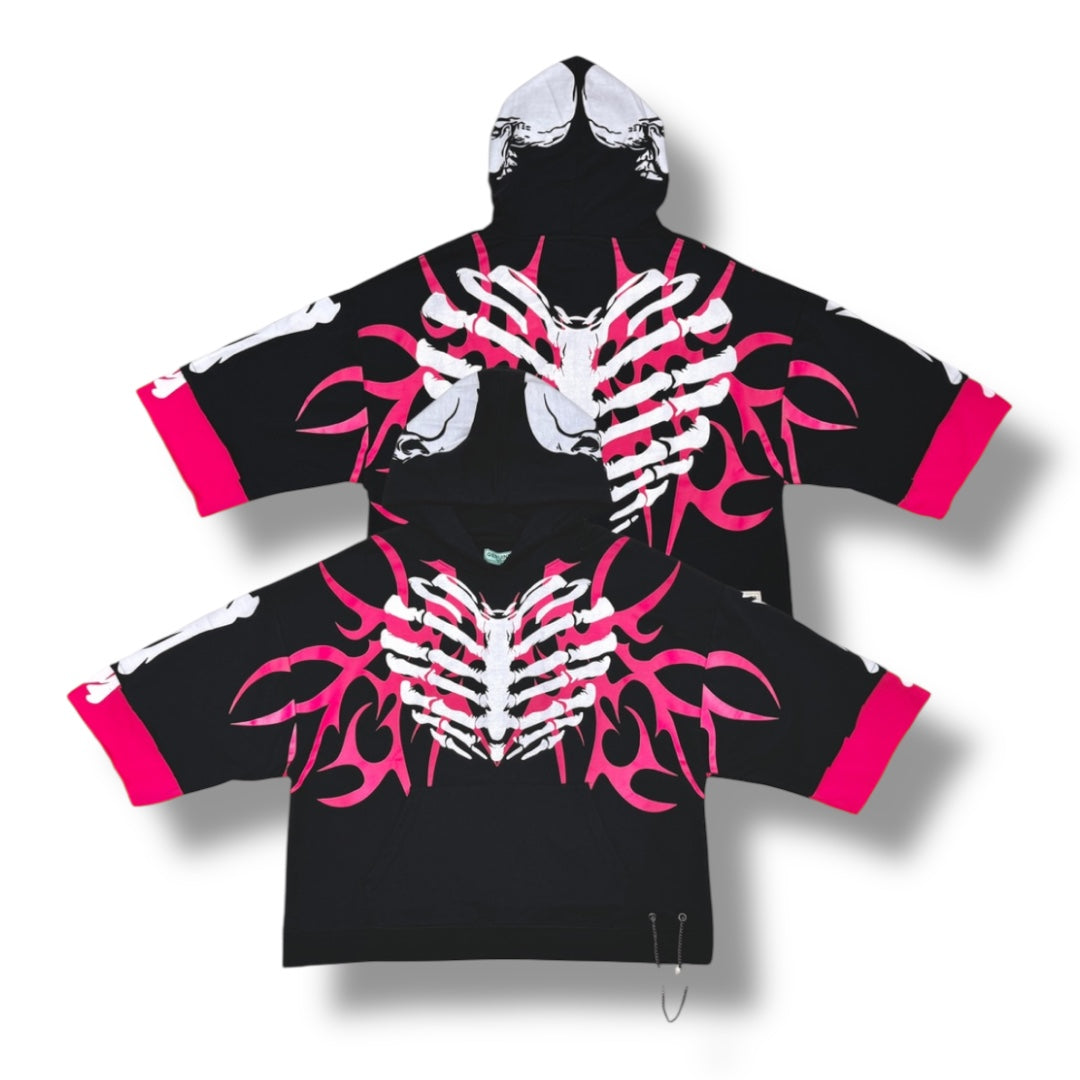 Genuine cropped x-ray short sleeve hoodie