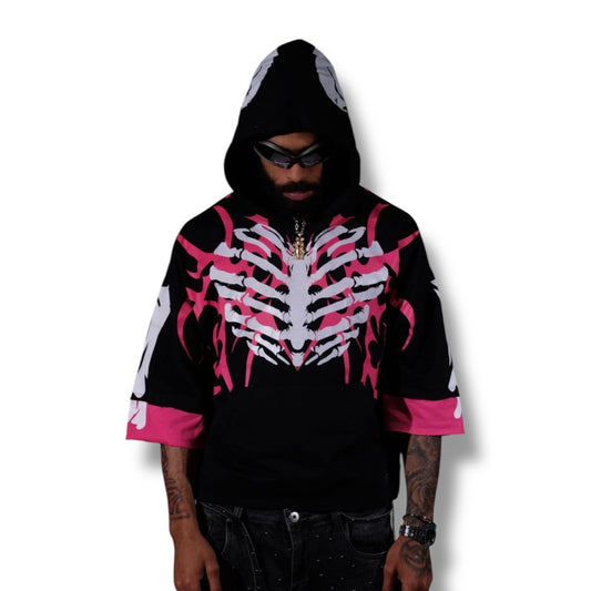 Genuine cropped x-ray short sleeve hoodie