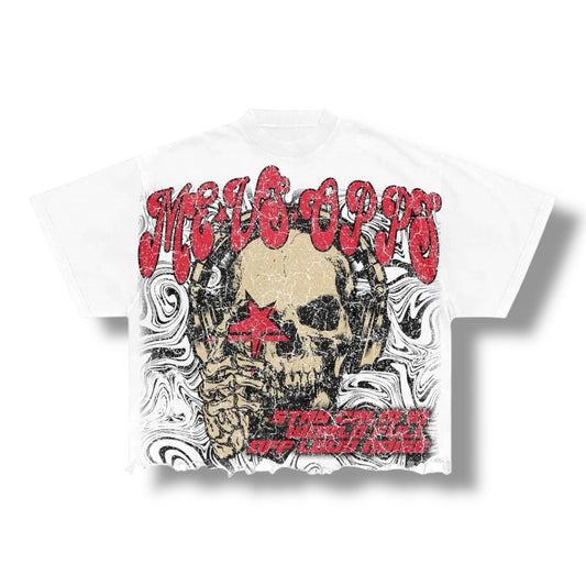 MVO stay calm white/red tee