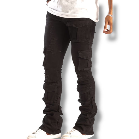 Kindred Coated Blk Stacked Jeans