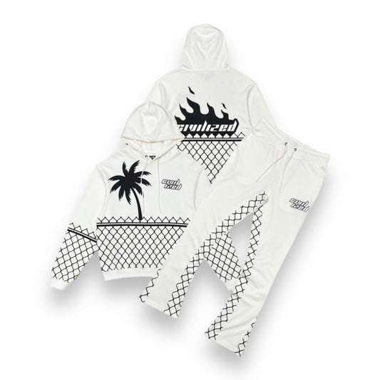 CIVILIZED PALM TREES STACKED JOGGER SET CREAM