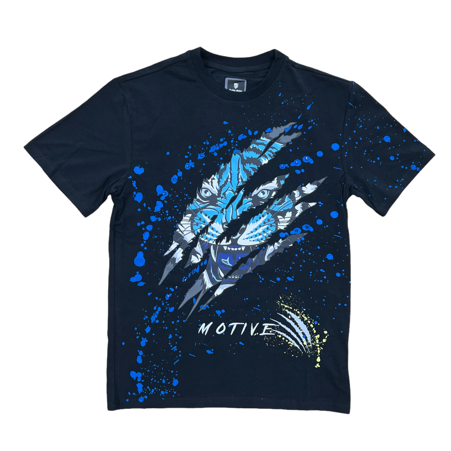 Motive Denim, Tiger Face, Black and blue T-shirt