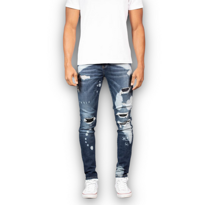 Ceca NY Dark Wash white paint Jeans