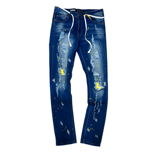 M.Society Mid wash/Yellow paint Jeans