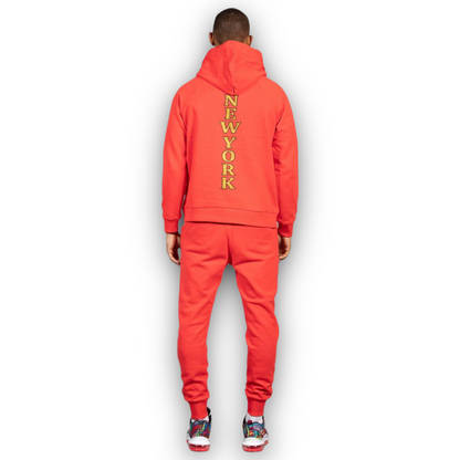 Ceca NY New York Red Fleece & Rhinestones sweatsuit