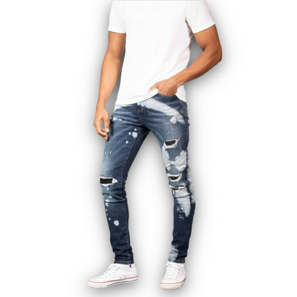 Ceca NY Dark Wash white paint Jeans