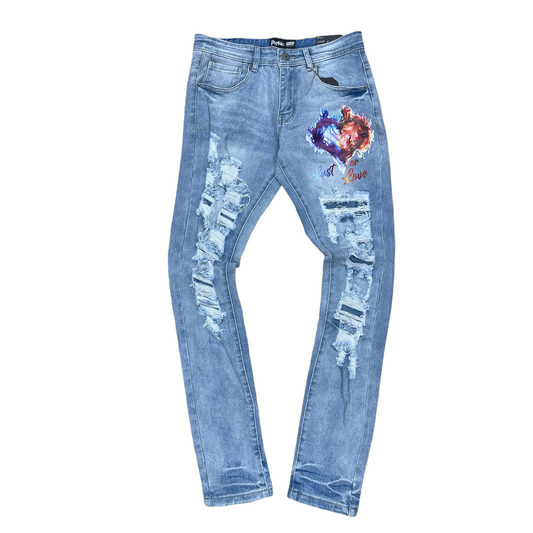 Motive Denim Light wash Multi-Color Heart Jeans