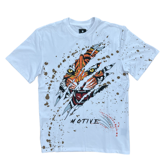 Motive Denim, Tiger Face, White and Orange T-shirt