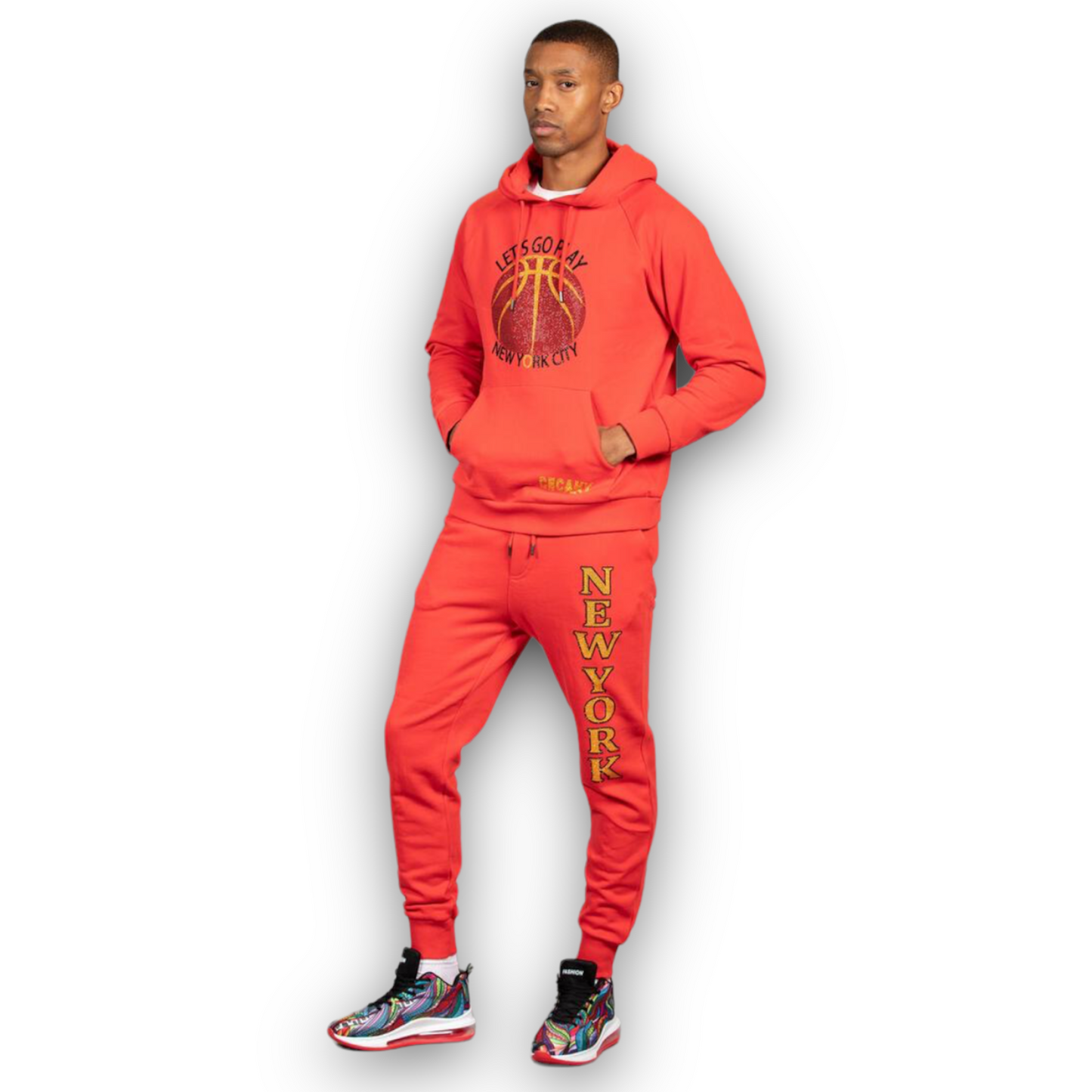 Ceca NY New York Red Fleece & Rhinestones sweatsuit