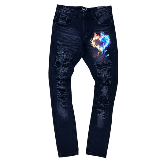 Motive Denim black Multi-Color Heart Jeans