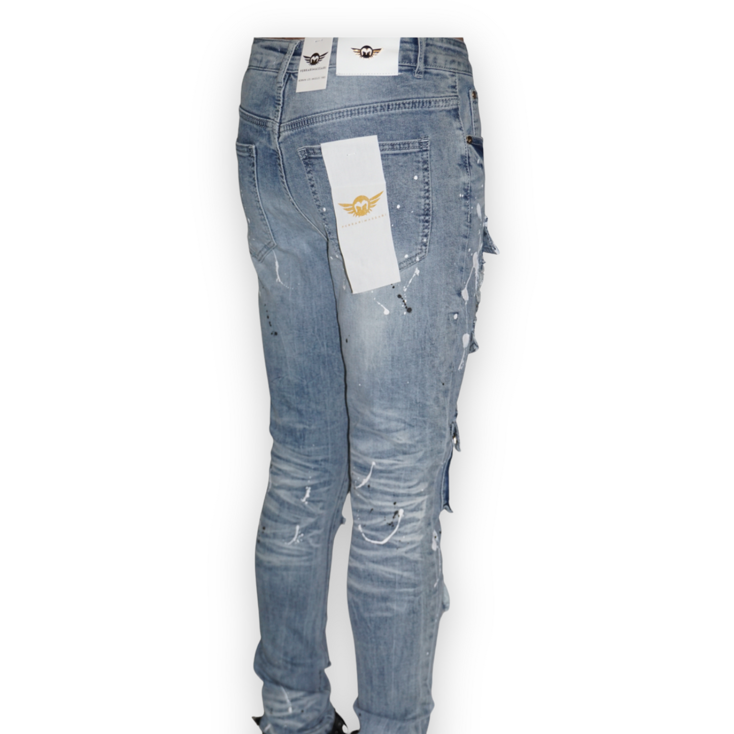 FerrariMassari Dripping Hustler Black/white light wash jeans